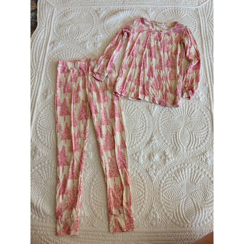 Tullabee Toddler Girls Bamboo Pajamas Set Long Sleeve Pink Winter Trees Size 5-6 - Picture 2 of 6